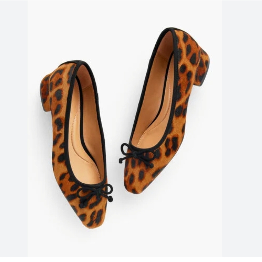 Talbots Vanessa Block Heel Pumps - Leopard Calf Hair Size 8.5M